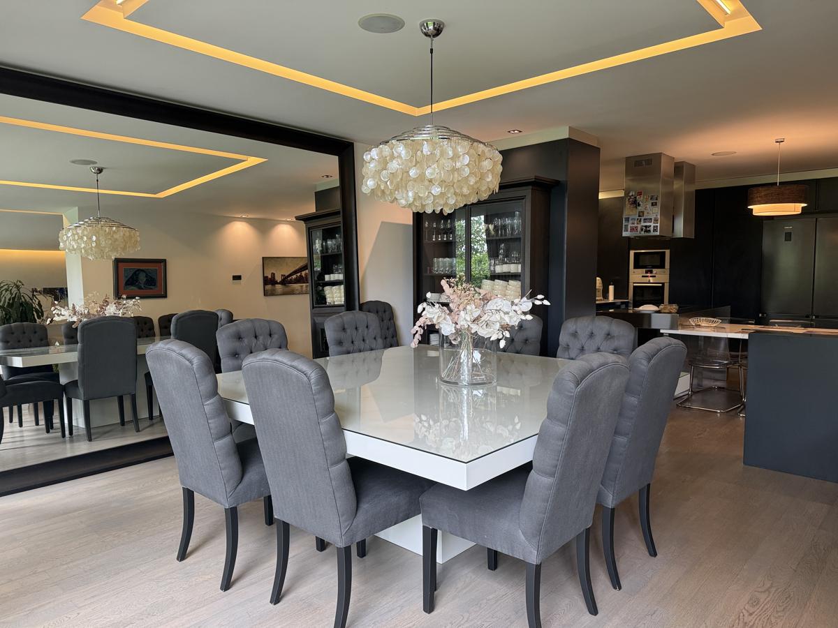 Dining room with chandelier