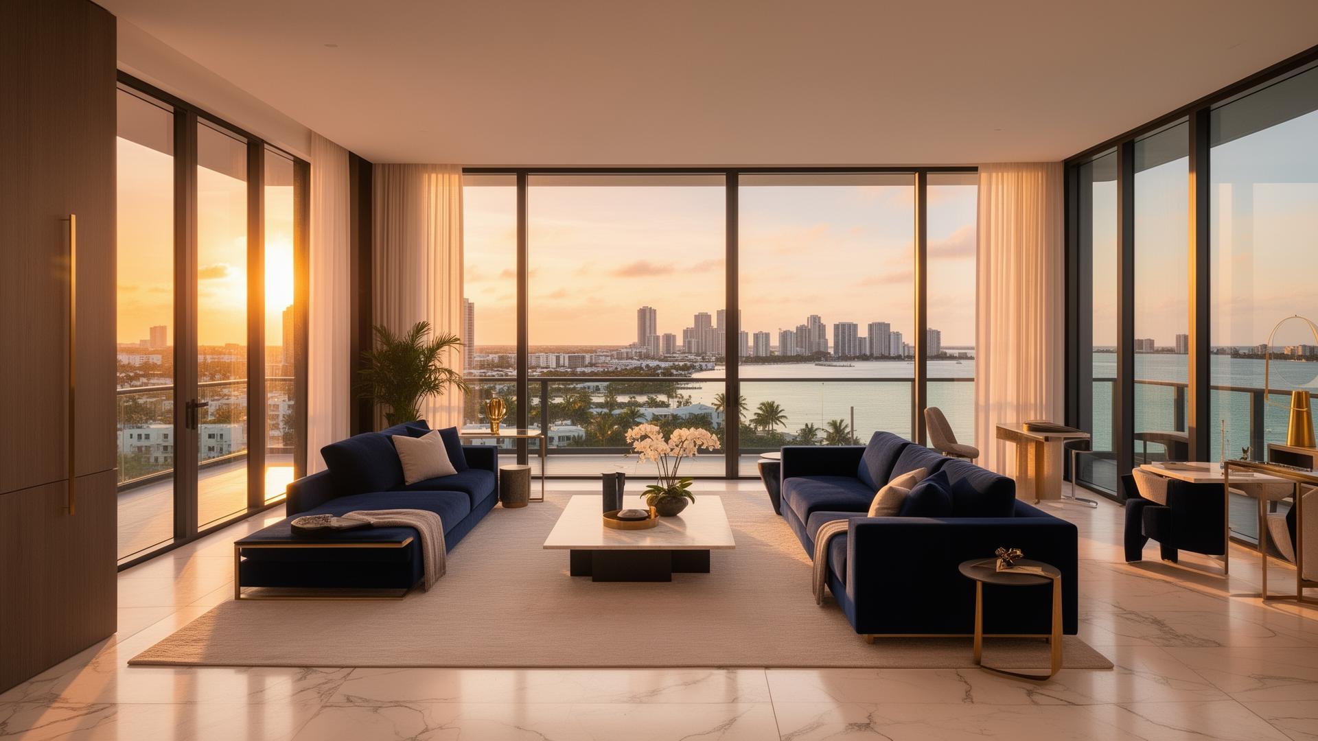 Penthouse moderno en Miami al atardecer